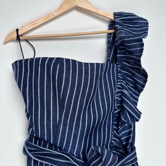 NWT Alexis Konner Striped One Shoulder Linen Mini Dress - Picture 5 of 10